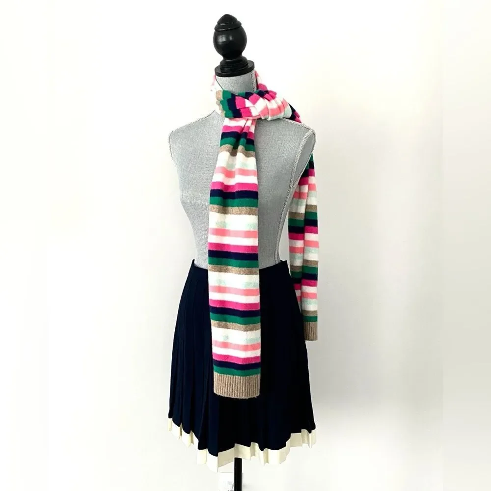 J. Crew Factory Extra Soft Yarn Striped Scarf Long Multicolor Colorful Preppy